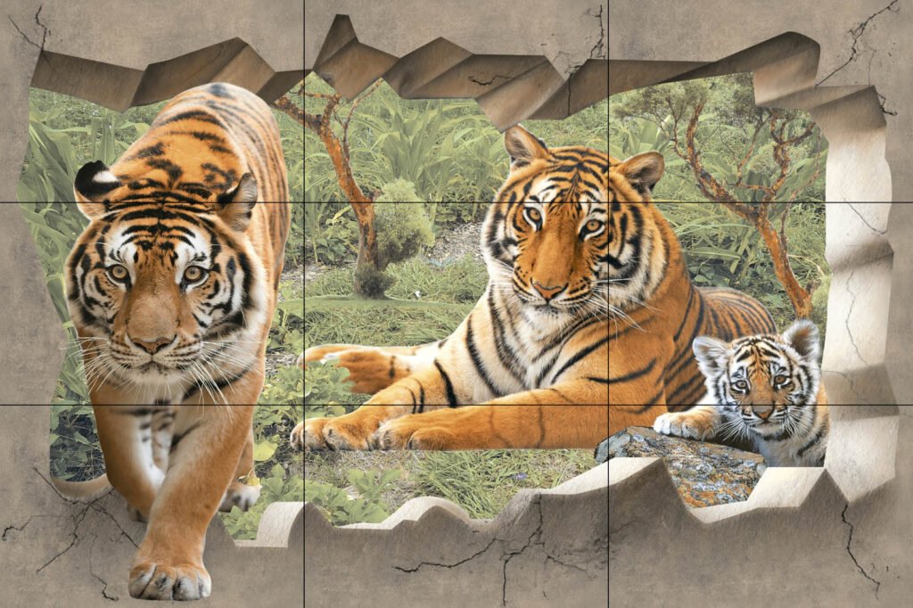 Three Tiger Wall Tile | J-460 | 36X54